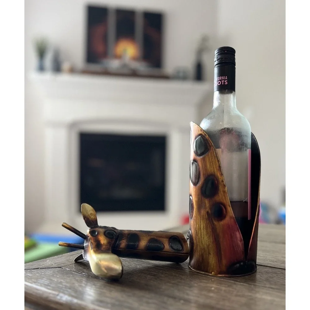 Pier One Metal Giraffe Wine Holder ED3037 Two Piece (Wine Not Included) NWOT